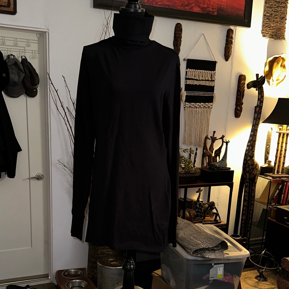 Innocens Black Stretch Cotton Turtleneck Dress Size XL